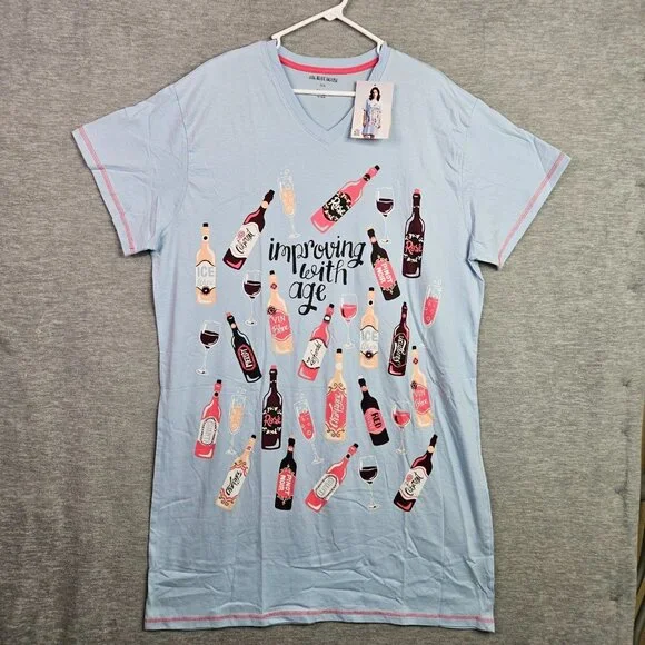 Little Blue House Women's Graphic Short Sleeve Sleepshirt One Size NEW - Picture 1 of 9